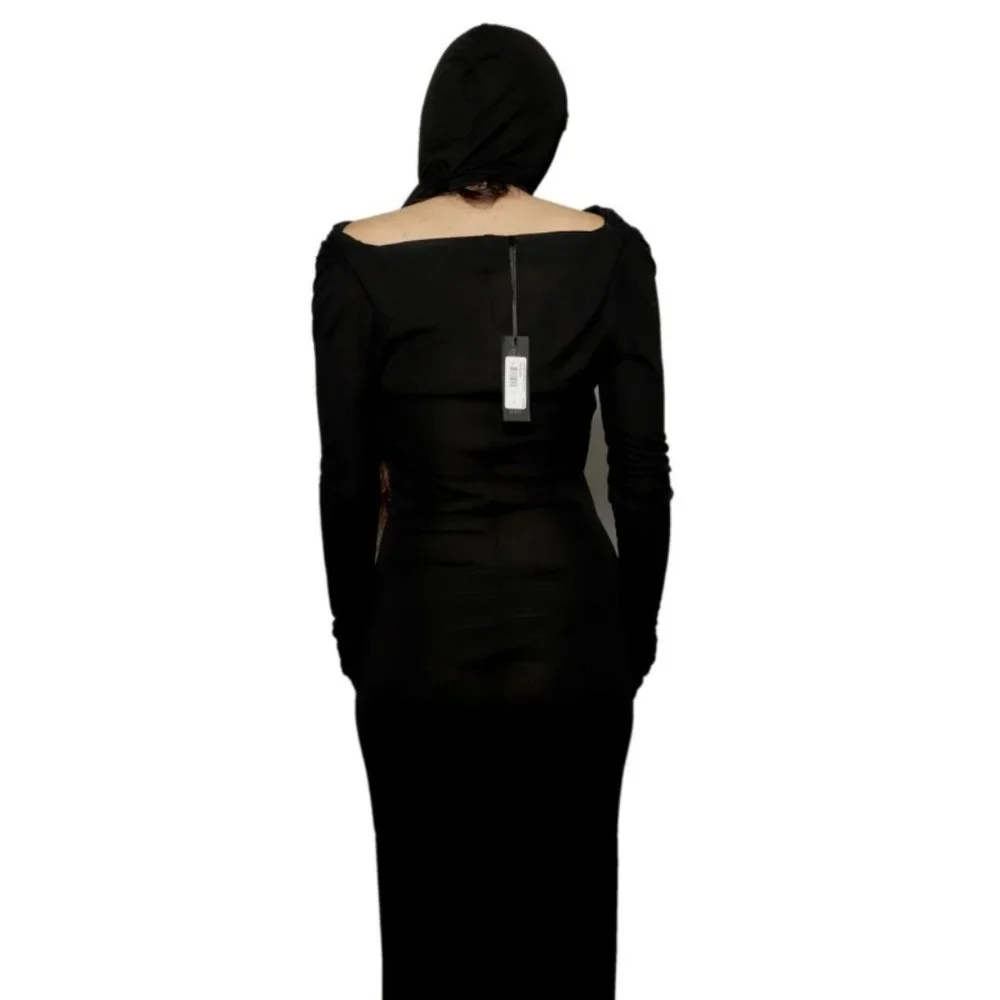 Versace Spring 2018 Ready to Wear Black Cowl Neck Dress with Head Scarf Sz 40 - Picture 2 of 5